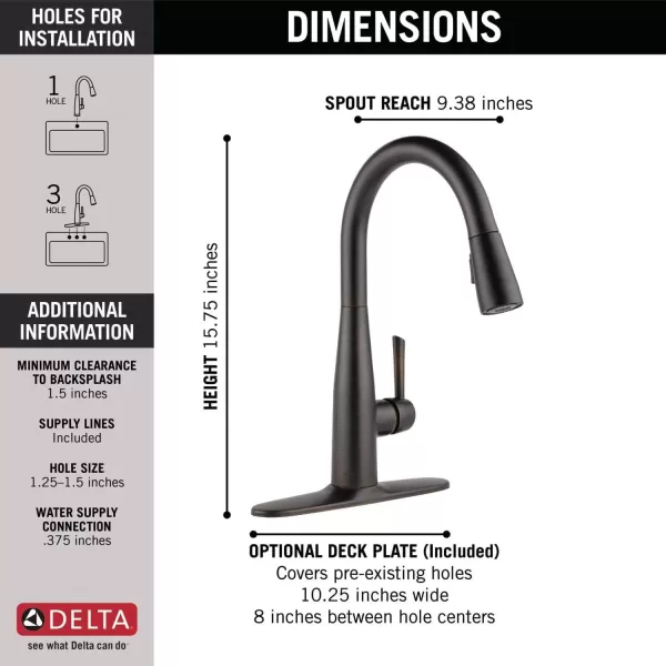 imageDelta Faucet Essa VoiceIQ Touchless Kitchen Faucets with Pull Down Sprayer Smart Faucet Alexa and Google Assistant Voice Activated Kitchen Sink Faucet Matte Black 9113TVBLDSTVenetian Bronze