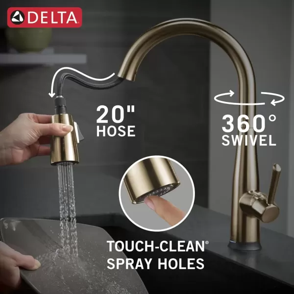 imageDelta Faucet Essa VoiceIQ Touchless Kitchen Faucets with Pull Down Sprayer Smart Faucet Alexa and Google Assistant Voice Activated Kitchen Sink Faucet Matte Black 9113TVBLDSTChampagne Bronze