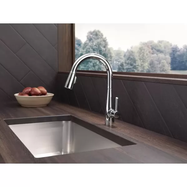 imageDelta Faucet Essa VoiceIQ Touchless Kitchen Faucets with Pull Down Sprayer Smart Faucet Alexa and Google Assistant Voice Activated Kitchen Sink Faucet Matte Black 9113TVBLDSTChrome