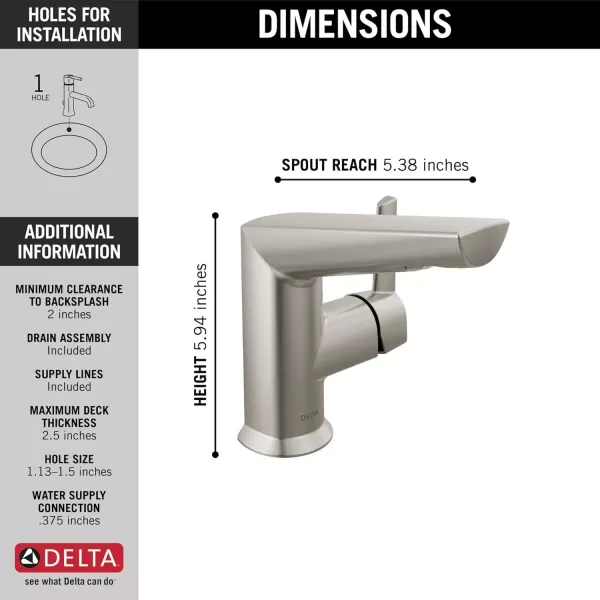 imageDelta Faucet Galeon Single Hole Bathroom Faucet Chrome Bathroom Faucets for Sink 1 Hole Single Handle Bathroom Sink Faucet Diamond Seal Technology Lumicoat Chrome 572PRMPUDSTLumicoat Stainless