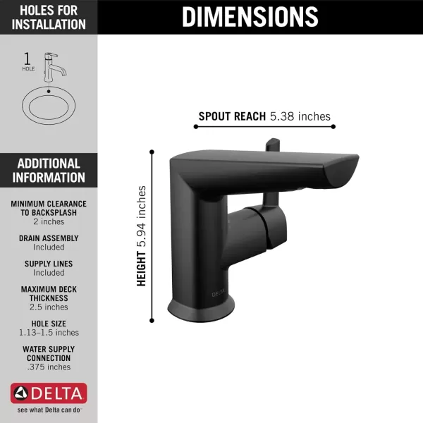 imageDelta Faucet Galeon Single Hole Bathroom Faucet Chrome Bathroom Faucets for Sink 1 Hole Single Handle Bathroom Sink Faucet Diamond Seal Technology Lumicoat Chrome 572PRMPUDSTMatte Black
