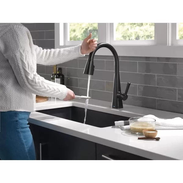 imageDelta Faucet Lenta Voice Touchless Kitchen Faucet Black with Pull Down Sprayer Smart Faucet Alexa and Google Assistant Voice Activated Kitchen Sink Faucet Matte BlackMatte Black