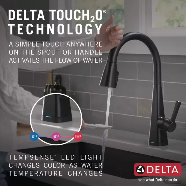 imageDelta Faucet Lenta Voice Touchless Kitchen Faucet Black with Pull Down Sprayer Smart Faucet Alexa and Google Assistant Voice Activated Kitchen Sink Faucet Matte BlackMatte Black