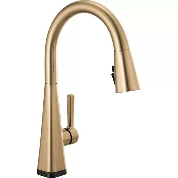 imageDelta Faucet Lenta Voice Touchless Kitchen Faucet Black with Pull Down Sprayer Smart Faucet Alexa and Google Assistant Voice Activated Kitchen Sink Faucet Matte BlackChampagne Bronze