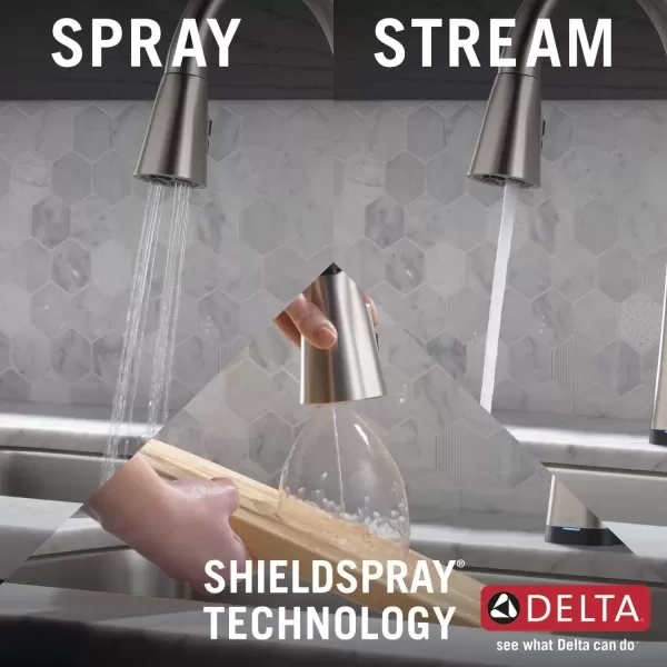 imageDelta Faucet Lenta Voice Touchless Kitchen Faucet Black with Pull Down Sprayer Smart Faucet Alexa and Google Assistant Voice Activated Kitchen Sink Faucet Matte BlackSpotShield Stainless