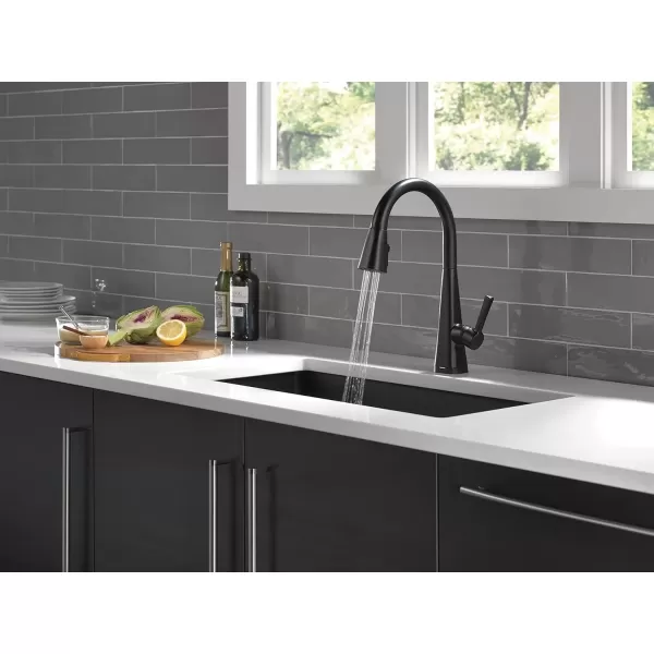imageDelta Faucet Lenta Voice Touchless Kitchen Faucet Black with Pull Down Sprayer Smart Faucet Alexa and Google Assistant Voice Activated Kitchen Sink Faucet Matte BlackMatte Black