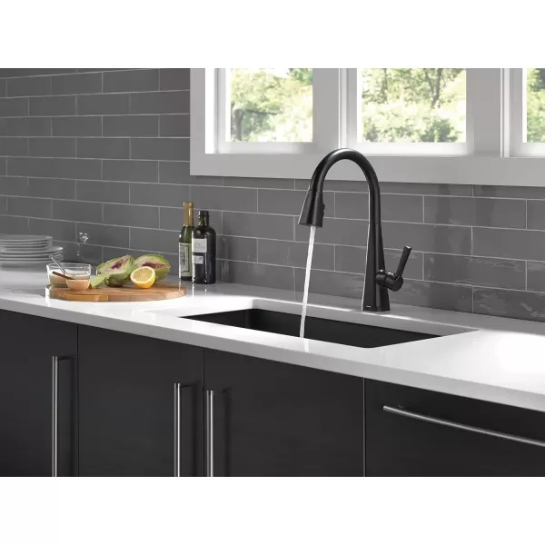 imageDelta Faucet Lenta Voice Touchless Kitchen Faucet Black with Pull Down Sprayer Smart Faucet Alexa and Google Assistant Voice Activated Kitchen Sink Faucet Matte BlackMatte Black