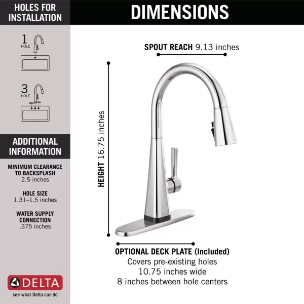 imageDelta Faucet Lenta Voice Touchless Kitchen Faucet Black with Pull Down Sprayer Smart Faucet Alexa and Google Assistant Voice Activated Kitchen Sink Faucet Matte BlackChrome