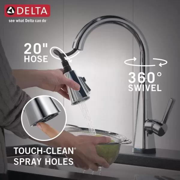 imageDelta Faucet Lenta Voice Touchless Kitchen Faucet Black with Pull Down Sprayer Smart Faucet Alexa and Google Assistant Voice Activated Kitchen Sink Faucet Matte BlackChrome