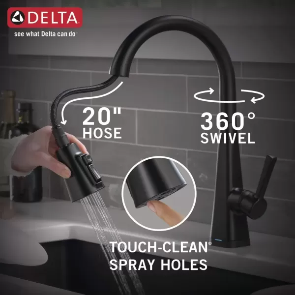 imageDelta Faucet Lenta Voice Touchless Kitchen Faucet Black with Pull Down Sprayer Smart Faucet Alexa and Google Assistant Voice Activated Kitchen Sink Faucet Matte BlackMatte Black