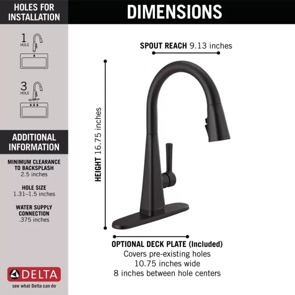 imageDelta Faucet Lenta Voice Touchless Kitchen Faucet Black with Pull Down Sprayer Smart Faucet Alexa and Google Assistant Voice Activated Kitchen Sink Faucet Matte BlackMatte Black