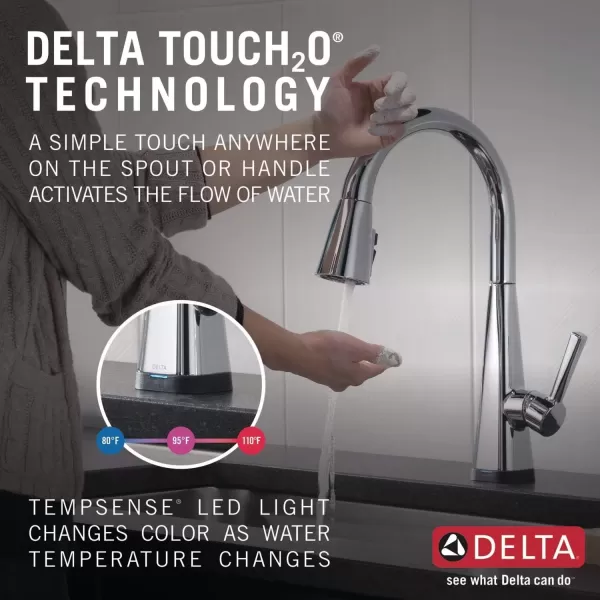 imageDelta Faucet Lenta Voice Touchless Kitchen Faucet Black with Pull Down Sprayer Smart Faucet Alexa and Google Assistant Voice Activated Kitchen Sink Faucet Matte BlackChrome