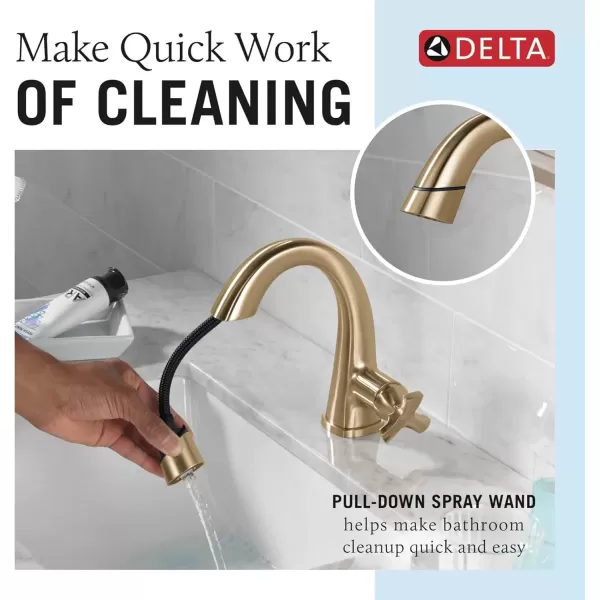 imageDelta Faucet Stryke Pull Down Bathroom Faucet Bathroom Pull Out Faucet Brushed Nickel Single Hole Bathroom Faucet with Pull Down Sprayer Bathroom Sink Faucet Lumicoat Stainless 5776SSPDPRDSTLumicoat Champagne Bronze