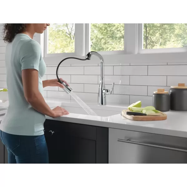 imageDelta Faucet Stryke VoiceIQ Touchless Kitchen Faucet with Pull Down Sprayer Smart Faucet Alexa and Google Assistant Voice Activated Kitchen Sink Faucet Lumicoat Arctic Stainless 9176TVARDSTLumicoat Chrome