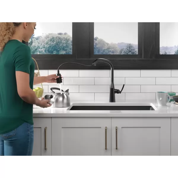 imageDelta Faucet Stryke VoiceIQ Touchless Kitchen Faucet with Pull Down Sprayer Smart Faucet Alexa and Google Assistant Voice Activated Kitchen Sink Faucet Lumicoat Arctic Stainless 9176TVARDSTMatte Black