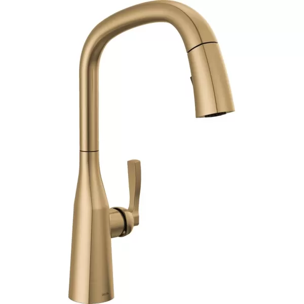 imageDelta Faucet Stryke VoiceIQ Touchless Kitchen Faucet with Pull Down Sprayer Smart Faucet Alexa and Google Assistant Voice Activated Kitchen Sink Faucet Lumicoat Arctic Stainless 9176TVARDSTLumicoat Champagne Bronze