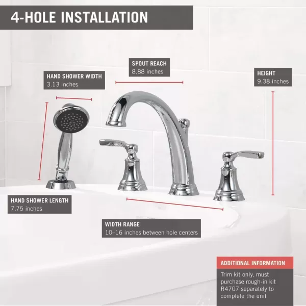imageDelta Faucet T4732RB Woodhurst Roman Tub with Handshower Trim Venetian Bronze Valve sold separatelyChrome