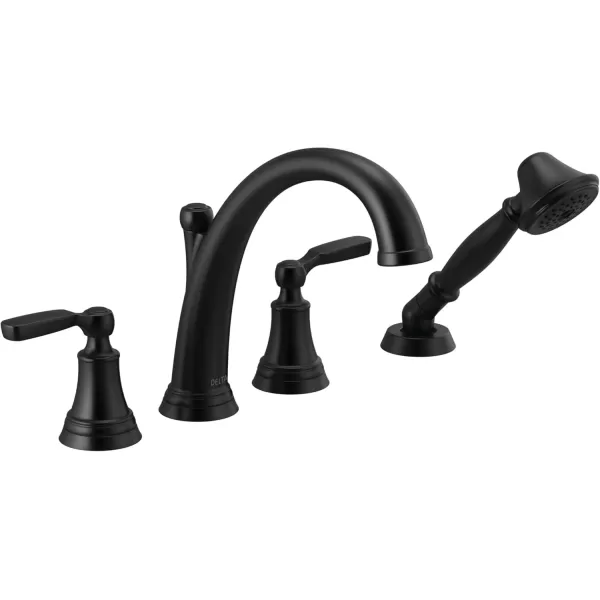 imageDelta Faucet T4732RB Woodhurst Roman Tub with Handshower Trim Venetian Bronze Valve sold separatelyMatte Black