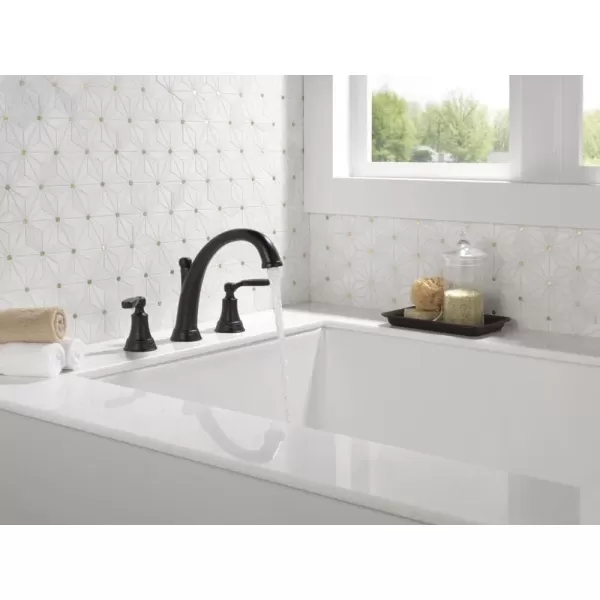 imageDelta Faucet T4732RB Woodhurst Roman Tub with Handshower Trim Venetian Bronze Valve sold separatelyMatte Black