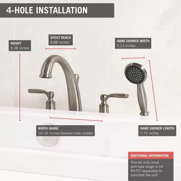 imageDelta Faucet T4732RB Woodhurst Roman Tub with Handshower Trim Venetian Bronze Valve sold separatelyStainless