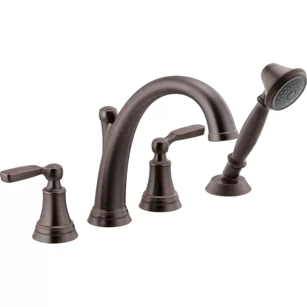 imageDelta Faucet T4732RB Woodhurst Roman Tub with Handshower Trim Venetian Bronze Valve sold separatelyVenetian Bronze