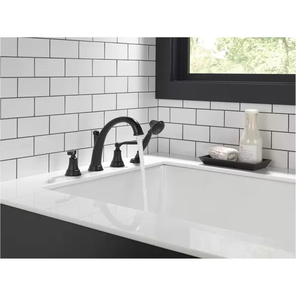 imageDelta Faucet T4732RB Woodhurst Roman Tub with Handshower Trim Venetian Bronze Valve sold separatelyVenetian Bronze
