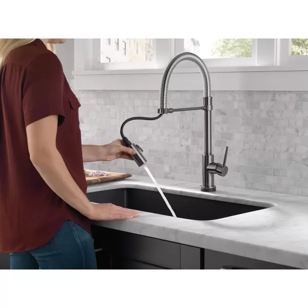 imageDelta Faucet Trinsic Pro VoiceIQ SingleHandle Touch Kitchen Sink Faucet with Pull Down Sprayer Alexa and Google Assistant Voice Activated Smart Home Black Stainless