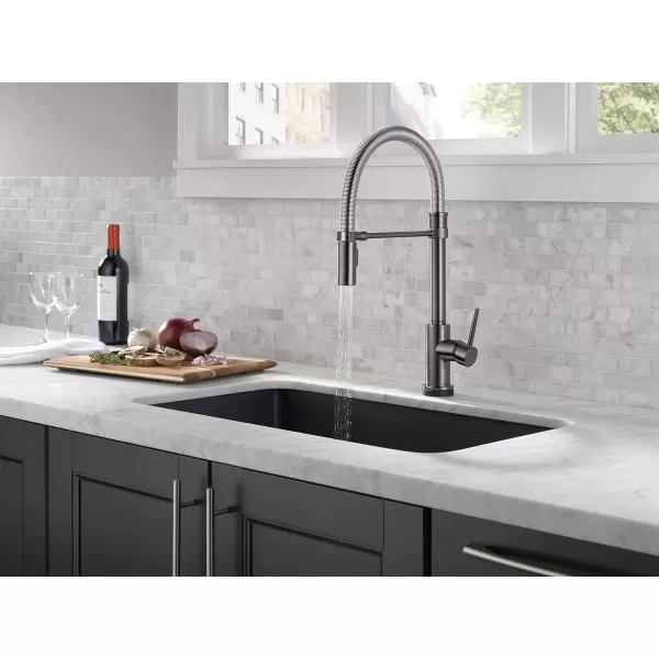 imageDelta Faucet Trinsic Pro VoiceIQ SingleHandle Touch Kitchen Sink Faucet with Pull Down Sprayer Alexa and Google Assistant Voice Activated Smart Home Black Stainless