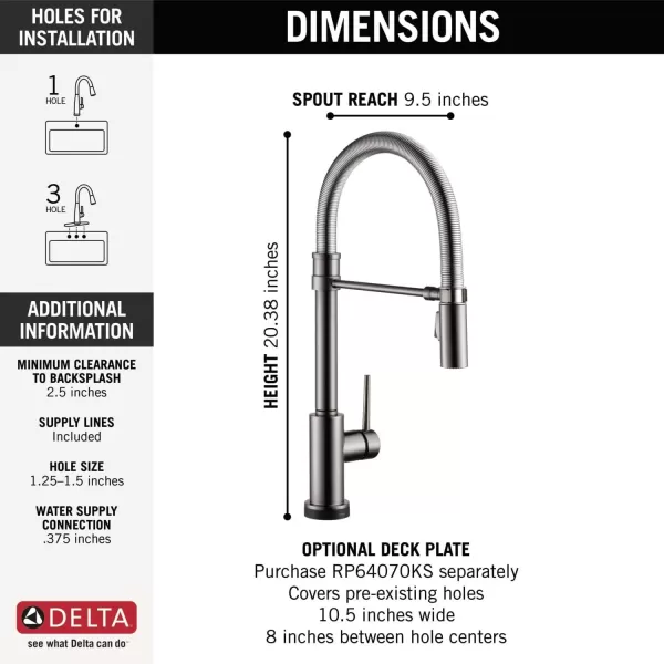 imageDelta Faucet Trinsic Pro VoiceIQ SingleHandle Touch Kitchen Sink Faucet with Pull Down Sprayer Alexa and Google Assistant Voice Activated Smart Home Black Stainless