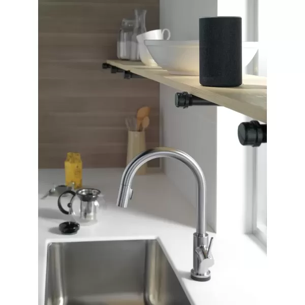 imageDelta Faucet Trinsic VoiceIQ Touchless Kitchen Faucets with Pull Down Sprayer Smart Faucet Alexa and Google Assistant Voice Activated Kitchen Sink Faucet Matte Black 9159TVBLDSTChampagne Bronze