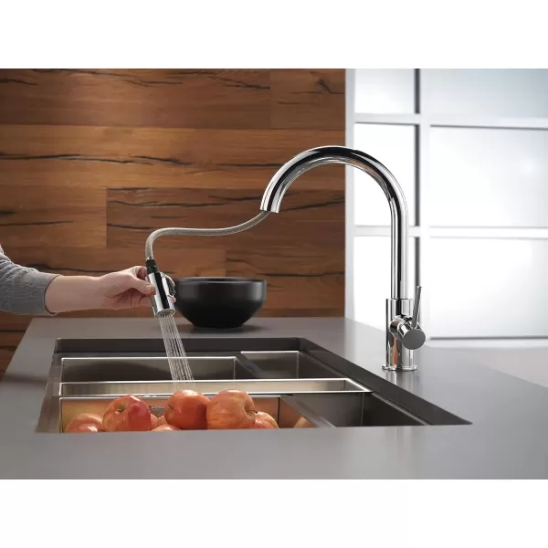 imageDelta Faucet Trinsic VoiceIQ Touchless Kitchen Faucets with Pull Down Sprayer Smart Faucet Alexa and Google Assistant Voice Activated Kitchen Sink Faucet Matte Black 9159TVBLDSTChrome