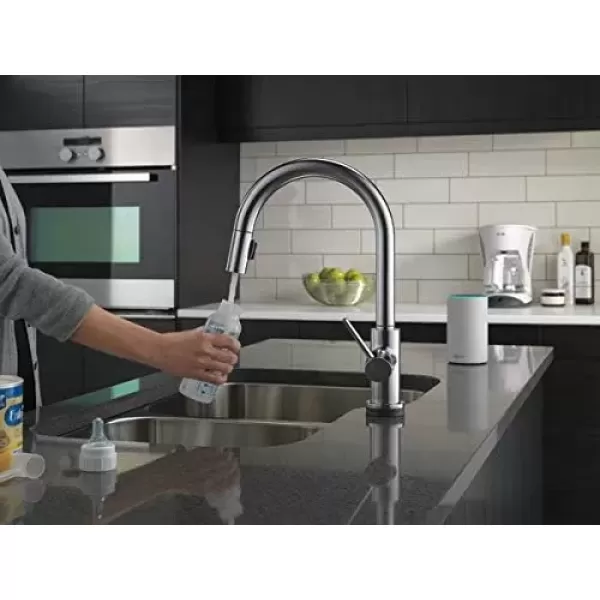 imageDelta Faucet Trinsic VoiceIQ Touchless Kitchen Faucets with Pull Down Sprayer Smart Faucet Alexa and Google Assistant Voice Activated Kitchen Sink Faucet Matte Black 9159TVBLDSTChampagne Bronze