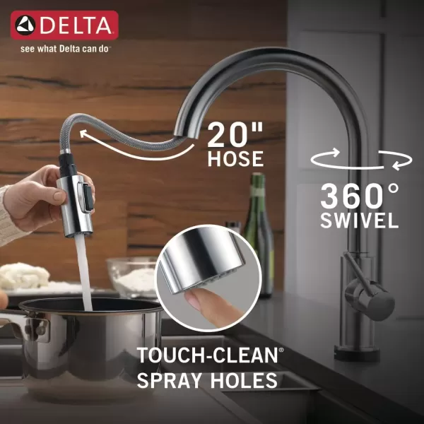 imageDelta Faucet Trinsic VoiceIQ Touchless Kitchen Faucets with Pull Down Sprayer Smart Faucet Alexa and Google Assistant Voice Activated Kitchen Sink Faucet Matte Black 9159TVBLDSTArctic Stainless