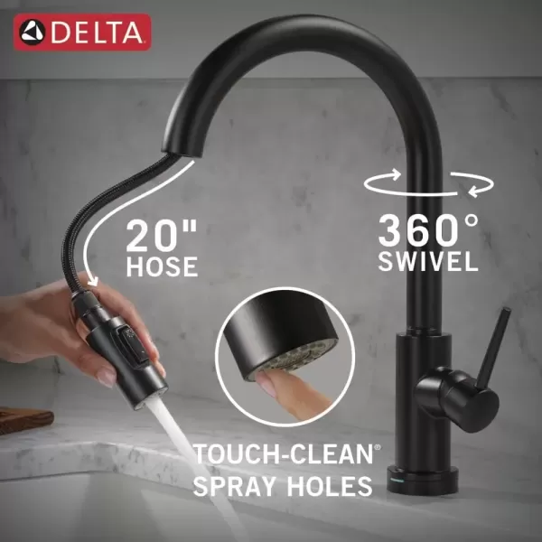 imageDelta Faucet Trinsic VoiceIQ Touchless Kitchen Faucets with Pull Down Sprayer Smart Faucet Alexa and Google Assistant Voice Activated Kitchen Sink Faucet Matte Black 9159TVBLDSTMatte Black