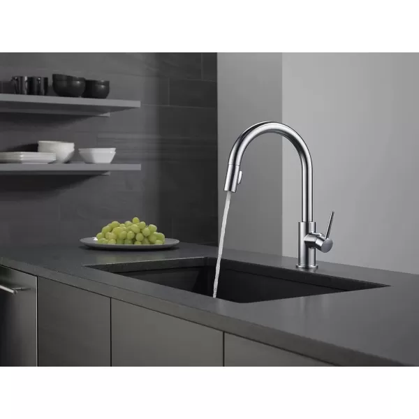 imageDelta Faucet Trinsic VoiceIQ Touchless Kitchen Faucets with Pull Down Sprayer Smart Faucet Alexa and Google Assistant Voice Activated Kitchen Sink Faucet Matte Black 9159TVBLDSTArctic Stainless
