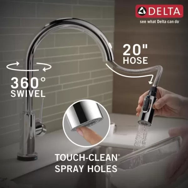 imageDelta Faucet Trinsic VoiceIQ Touchless Kitchen Faucets with Pull Down Sprayer Smart Faucet Alexa and Google Assistant Voice Activated Kitchen Sink Faucet Matte Black 9159TVBLDSTChrome