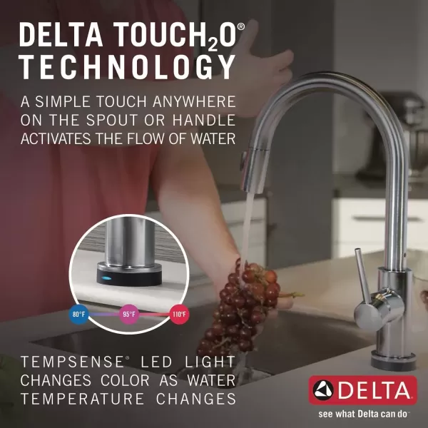 imageDelta Faucet Trinsic VoiceIQ Touchless Kitchen Faucets with Pull Down Sprayer Smart Faucet Alexa and Google Assistant Voice Activated Kitchen Sink Faucet Matte Black 9159TVBLDSTArctic Stainless