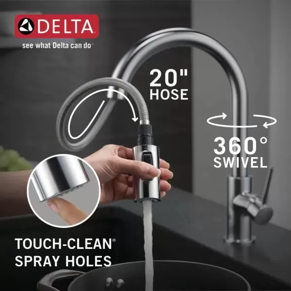 imageDelta Faucet Trinsic VoiceIQ Touchless Kitchen Faucets with Pull Down Sprayer Smart Faucet Alexa and Google Assistant Voice Activated Kitchen Sink Faucet Matte Black 9159TVBLDSTArctic Stainless
