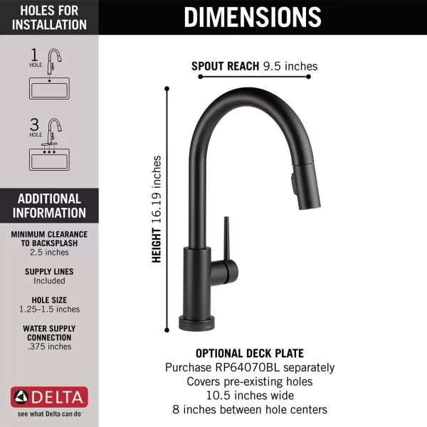 imageDelta Faucet Trinsic VoiceIQ Touchless Kitchen Faucets with Pull Down Sprayer Smart Faucet Alexa and Google Assistant Voice Activated Kitchen Sink Faucet Matte Black 9159TVBLDSTMatte Black