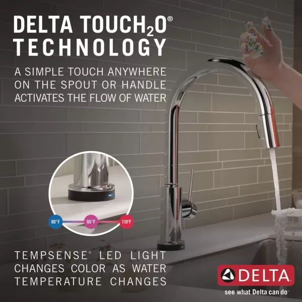 imageDelta Faucet Trinsic VoiceIQ Touchless Kitchen Faucets with Pull Down Sprayer Smart Faucet Alexa and Google Assistant Voice Activated Kitchen Sink Faucet Matte Black 9159TVBLDSTChrome