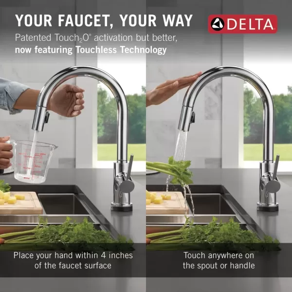imageDelta Faucet Trinsic VoiceIQ Touchless Kitchen Faucets with Pull Down Sprayer Smart Faucet Alexa and Google Assistant Voice Activated Kitchen Sink Faucet Matte Black 9159TVBLDSTChrome