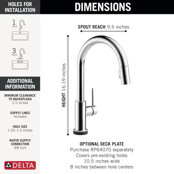 imageDelta Faucet Trinsic VoiceIQ Touchless Kitchen Faucets with Pull Down Sprayer Smart Faucet Alexa and Google Assistant Voice Activated Kitchen Sink Faucet Matte Black 9159TVBLDSTChrome