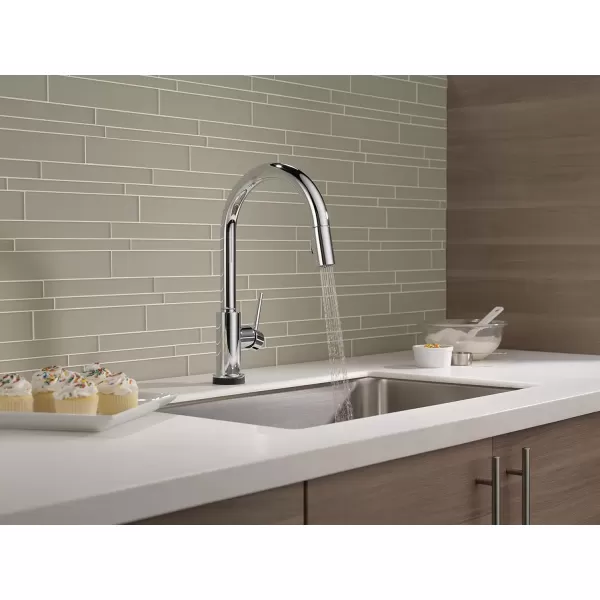 imageDelta Faucet Trinsic VoiceIQ Touchless Kitchen Faucets with Pull Down Sprayer Smart Faucet Alexa and Google Assistant Voice Activated Kitchen Sink Faucet Matte Black 9159TVBLDSTChrome