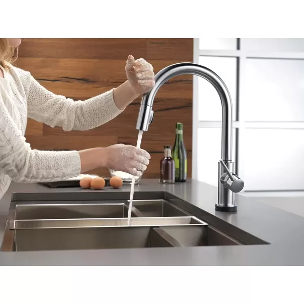 imageDelta Faucet Trinsic VoiceIQ Touchless Kitchen Faucets with Pull Down Sprayer Smart Faucet Alexa and Google Assistant Voice Activated Kitchen Sink Faucet Matte Black 9159TVBLDSTArctic Stainless