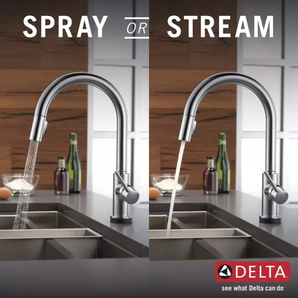 imageDelta Faucet Trinsic VoiceIQ Touchless Kitchen Faucets with Pull Down Sprayer Smart Faucet Alexa and Google Assistant Voice Activated Kitchen Sink Faucet Matte Black 9159TVBLDSTChrome