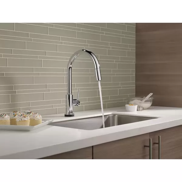 imageDelta Faucet Trinsic VoiceIQ Touchless Kitchen Faucets with Pull Down Sprayer Smart Faucet Alexa and Google Assistant Voice Activated Kitchen Sink Faucet Matte Black 9159TVBLDSTChrome