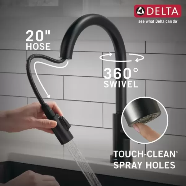 imageDelta Faucet Trinsic VoiceIQ Touchless Kitchen Faucets with Pull Down Sprayer Smart Faucet Alexa and Google Assistant Voice Activated Kitchen Sink Faucet Matte Black 9159TVBLDSTMatte Black