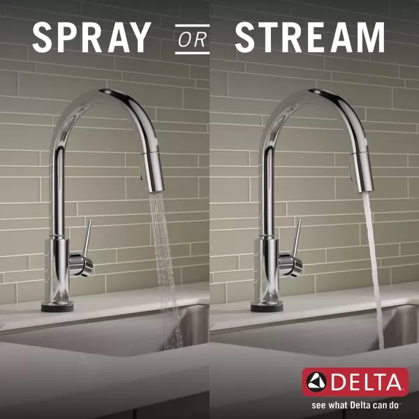 imageDelta Faucet Trinsic VoiceIQ Touchless Kitchen Faucets with Pull Down Sprayer Smart Faucet Alexa and Google Assistant Voice Activated Kitchen Sink Faucet Matte Black 9159TVBLDSTChrome