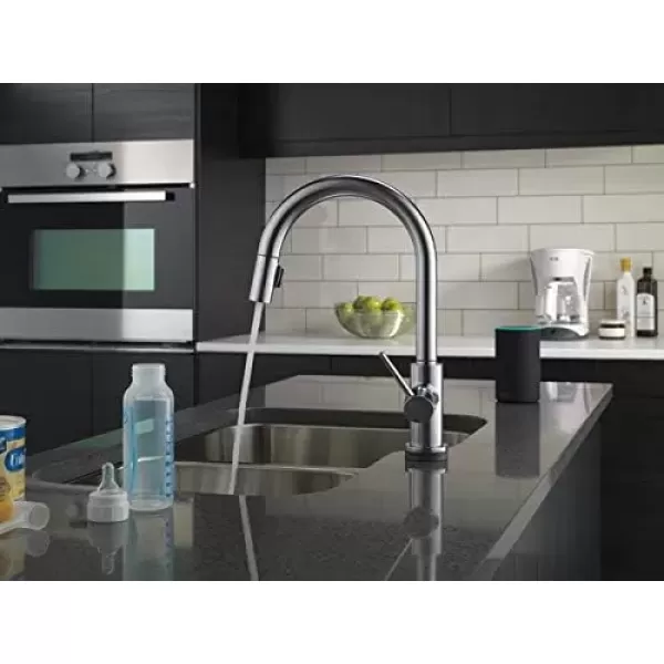 imageDelta Faucet Trinsic VoiceIQ Touchless Kitchen Faucets with Pull Down Sprayer Smart Faucet Alexa and Google Assistant Voice Activated Kitchen Sink Faucet Matte Black 9159TVBLDSTChampagne Bronze