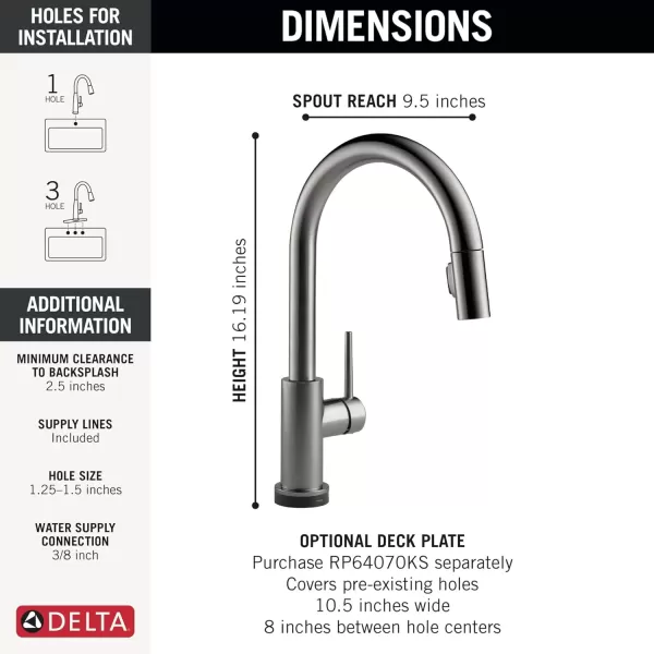 imageDelta Faucet Trinsic VoiceIQ Touchless Kitchen Faucets with Pull Down Sprayer Smart Faucet Alexa and Google Assistant Voice Activated Kitchen Sink Faucet Matte Black 9159TVBLDSTBlack Stainless